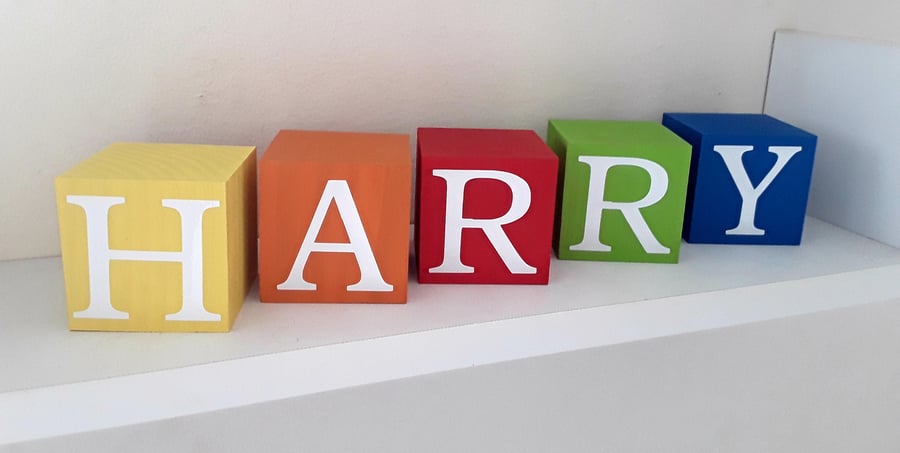 Personalised Baby Blocks,Painted Wood Blocks,Personalised Blocks,Rainbow Nursery