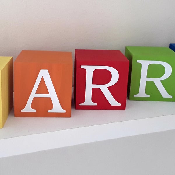 Personalised Baby Blocks,Painted Wood Blocks,Personalised Blocks,Rainbow Nursery