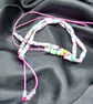 Handmade halloweiner pastel pink and blue varnished paper bead necklace - Image 3