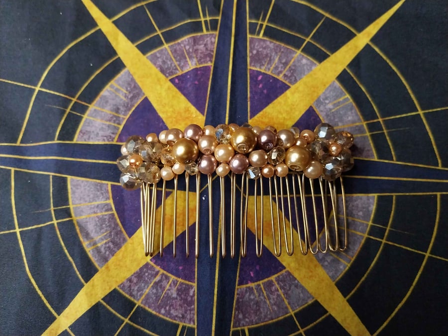 Stunning golden hair comb, gold hair accessory 