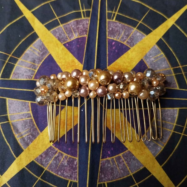 Stunning golden hair comb, gold hair accessory 