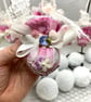 Set of 4 Pink Shabby Chic Christmas Baubles with Lace and Roses - Image 3