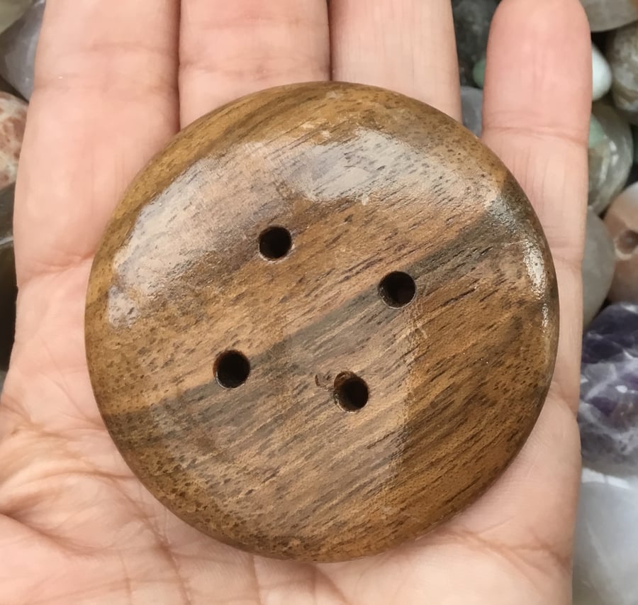 Super Large Dark Wood Button! Hand turned individual button!