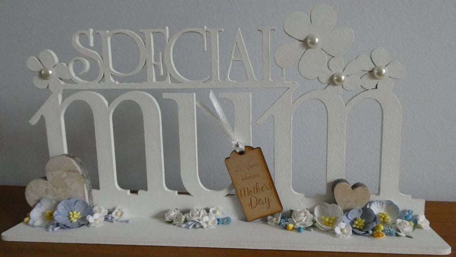 Sale - Special Mum Mother's Day Decoration - Cream & Blue