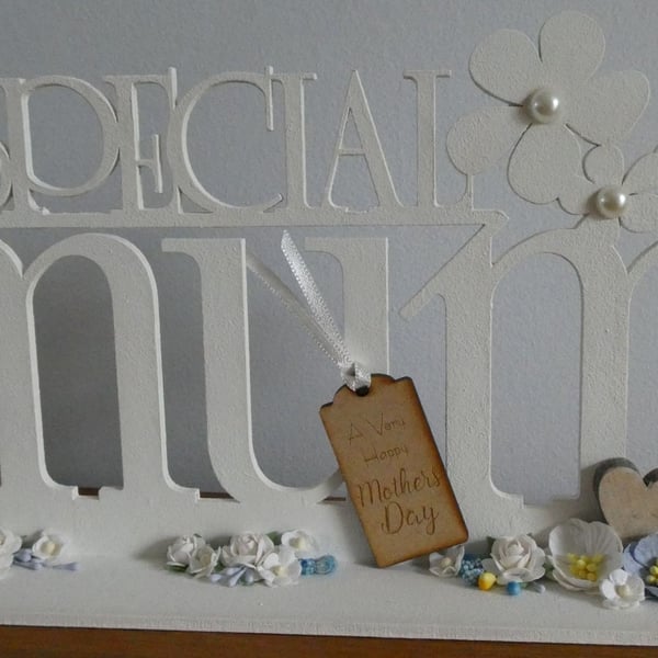 Sale - Special Mum Mother's Day Decoration - Cream & Blue