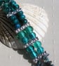 Green Silver-Foil and Teal Chrysocolla Gemstone Beaded Bracelet - Image 5