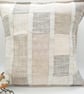 Cream patchwork envelope cushion cover.   - Image 7