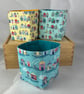 Beach huts fabric basket, Seaside storage bin, 3 options, Handmade