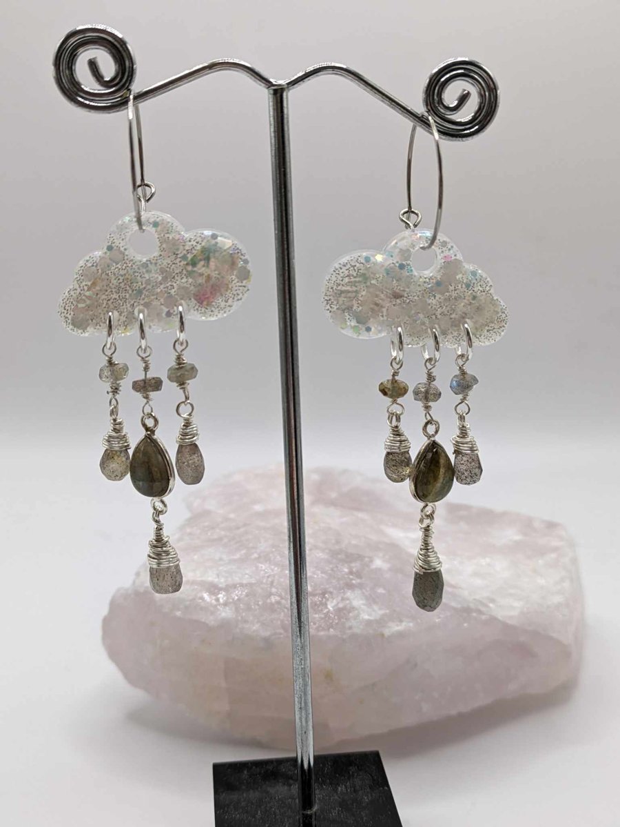 Resin Earrings, Cloud Earrings, Resin Cloud Earrings, Storm Cloud Jewellery, 