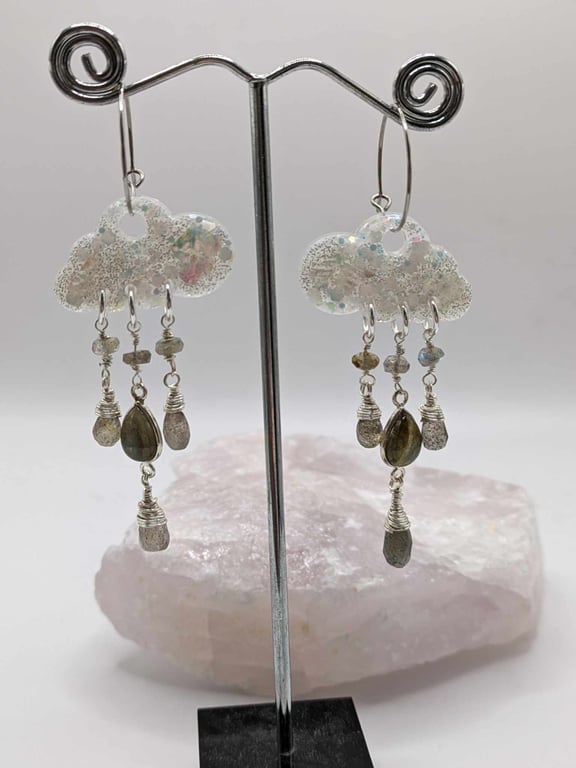 Resin Earrings, Cloud Earrings, Resin Cloud Earrings, Storm Cloud Jewellery, 