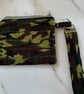 Wristlet and Wallet in Khaki Camouflage Fabric