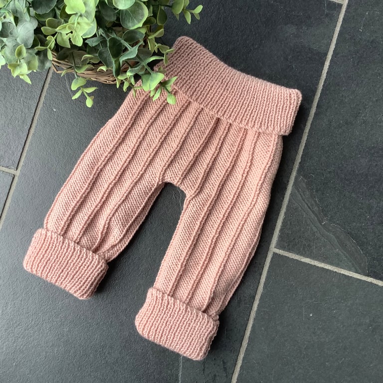 Baby Girl Trousers Hand Knitted 0-3 Months