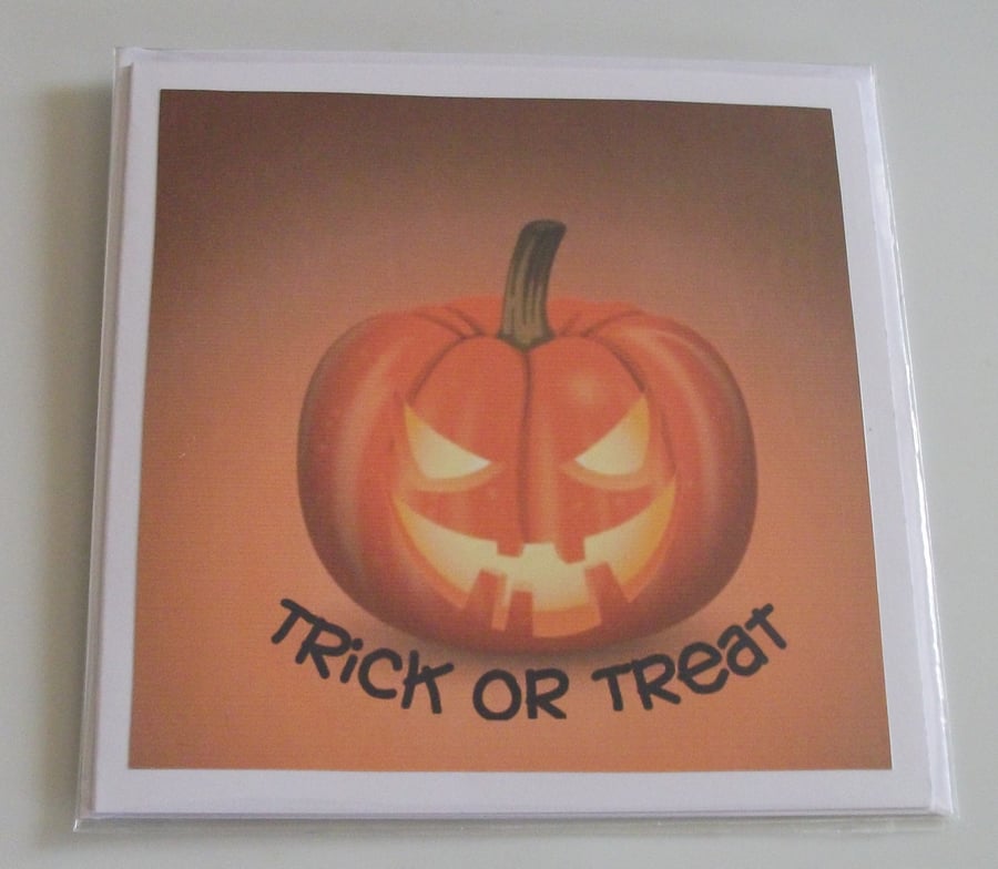 Halloween Card, Pumpkin trick or treat card