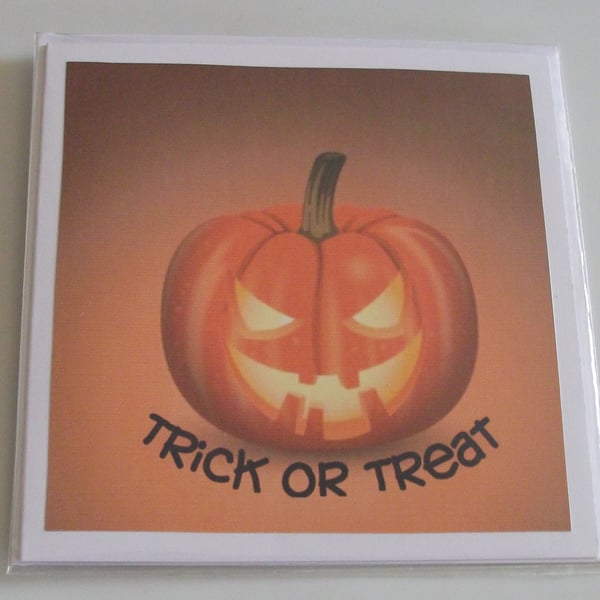 Halloween Card, Pumpkin trick or treat card