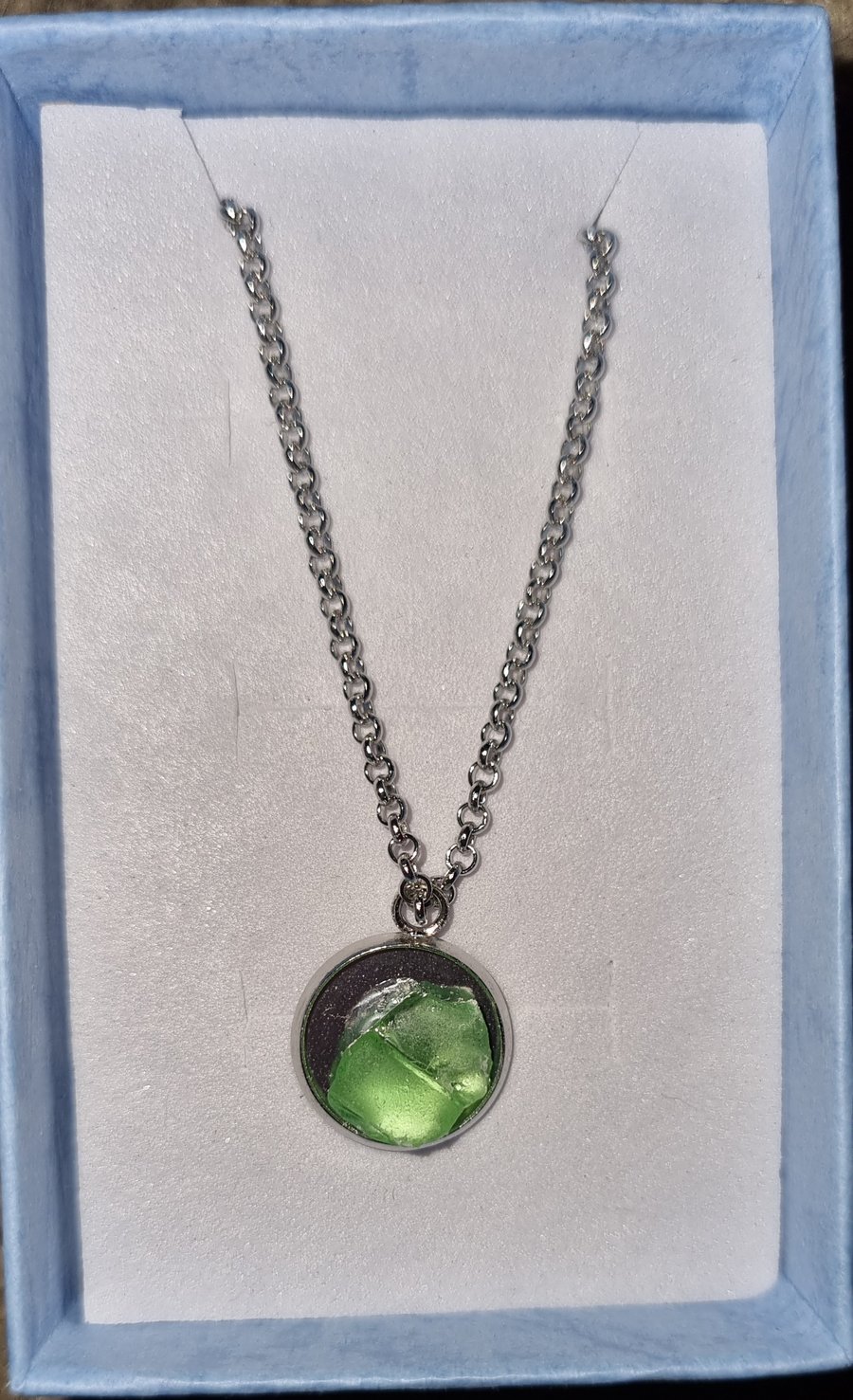 Silver and green pendant 