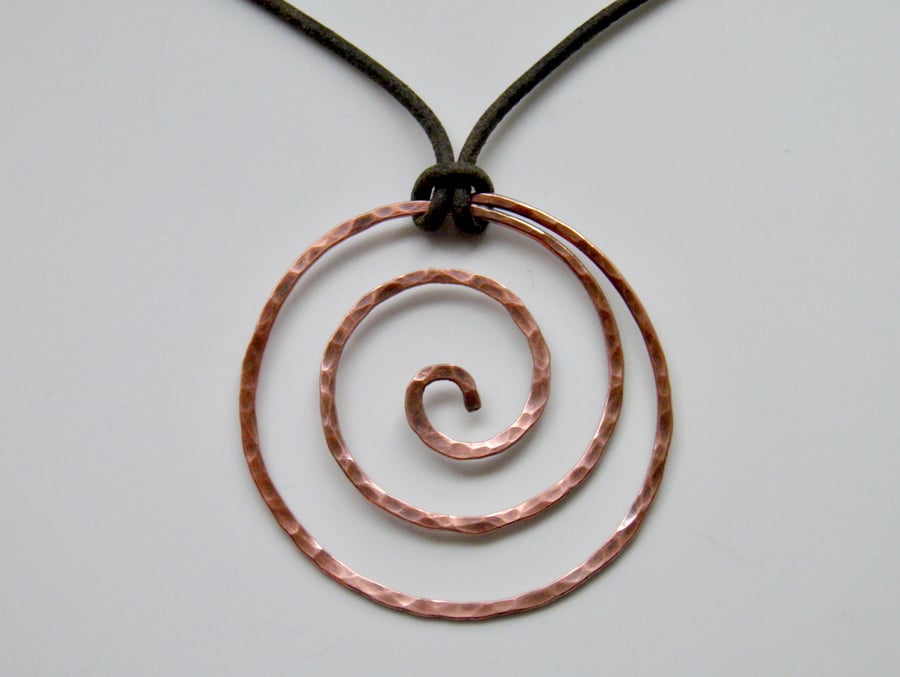 Copper Pendant on Leather
