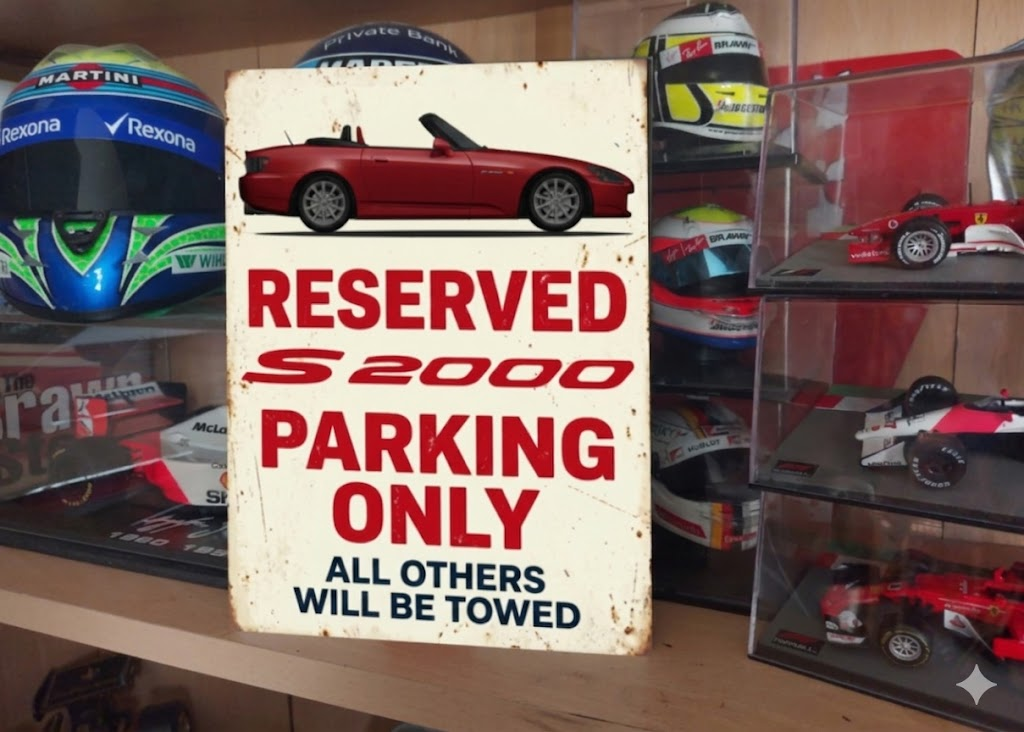 Honda S2000 Reserved Parking Metal Sign Plaque Garage Gift Wall Decor 