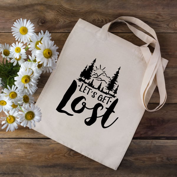 Lets Get Lost Outdoors Tote Bag - Outdoors Tote Bag - Climber Gift 