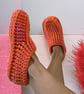 Pink & Orange Crochet Slipper Socks – Handmade Cosy Socks - Image 9
