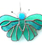 Teal Butterfly Suncatcher Stained Glass Handmade  - Image 5