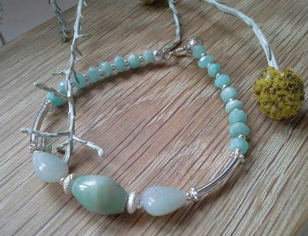 Amazonite Sterling Silver Bracelet  (SMALL)