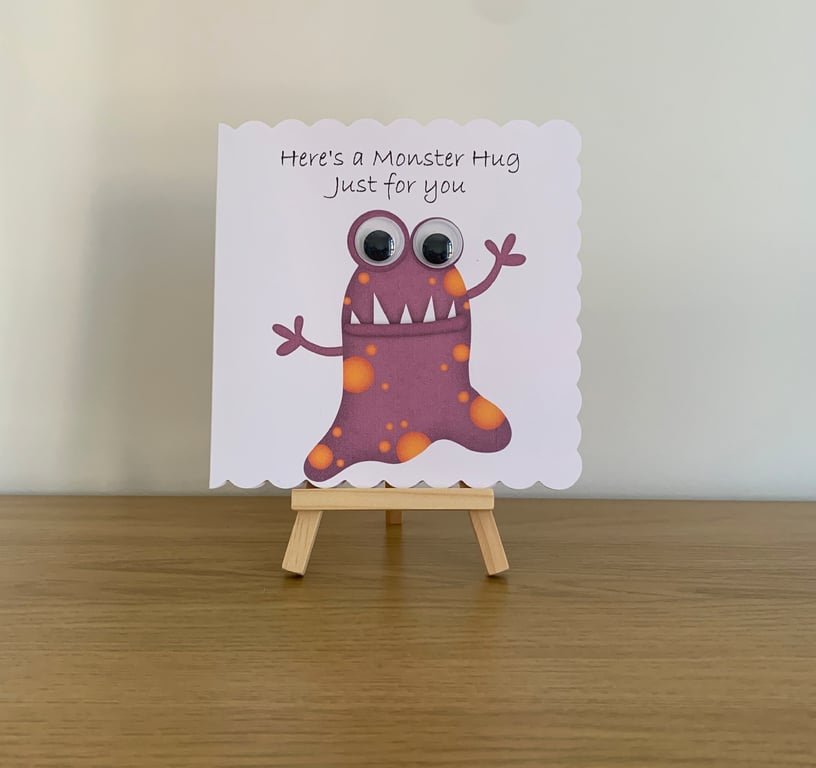 Googly Eye Monster Hug Greeting Card. Design 5