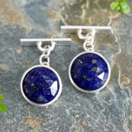 Round Lapis Lazuli Chain Cufflinks in Sterling Silver 