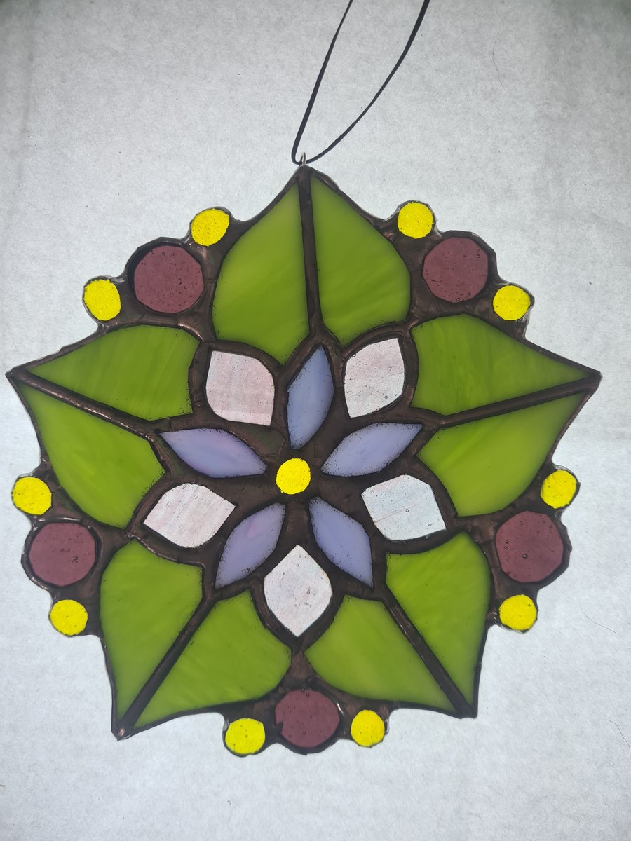 Stained glass leaf mandala 