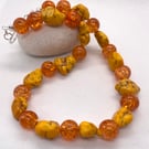 Chunky Golden Yellow Turquoise Bead Necklace 
