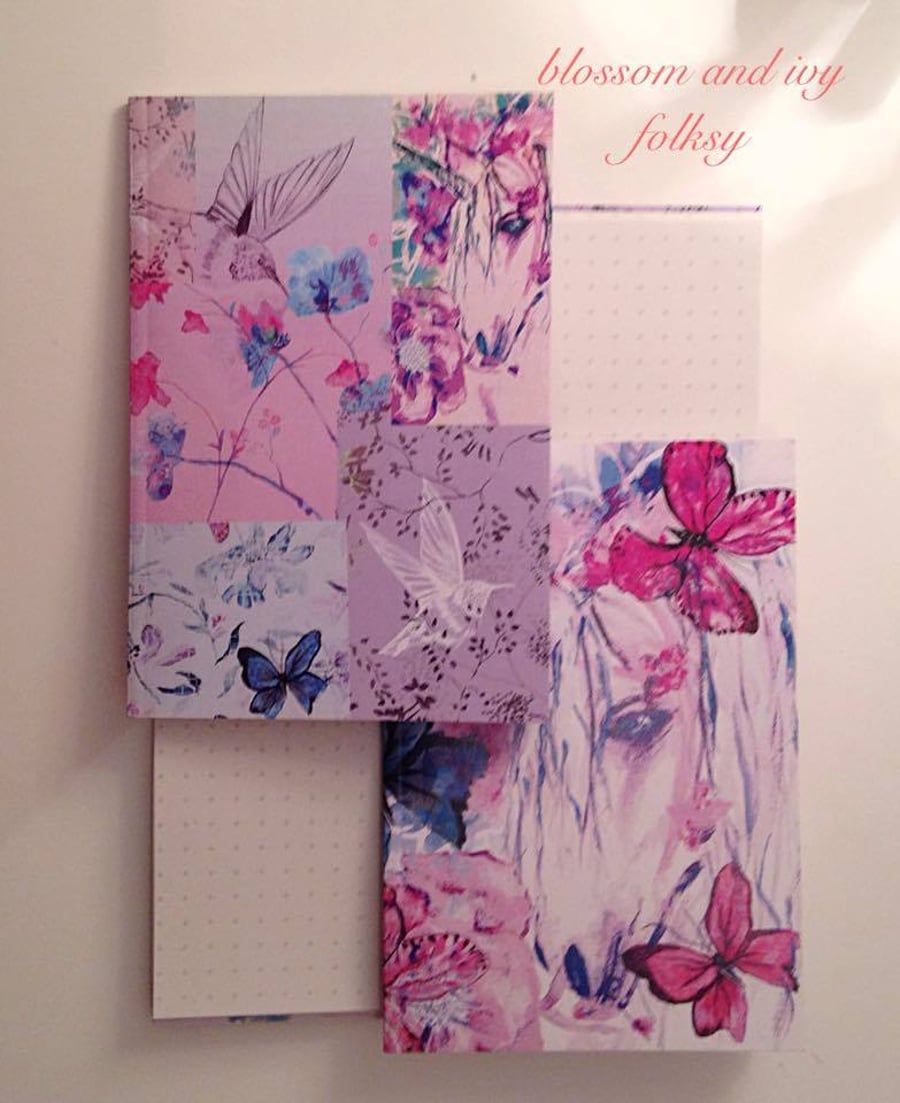 2x A6 Small Pocket Sized Notebooks 1 Unicorn Print and 1 Multi Design Print