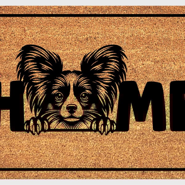 Papillon Home Door Mat No.2 - Papillon Dog Welcome Mat - 3 Sizes