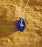 Blue beach glass pendant with heart charm - Image 4