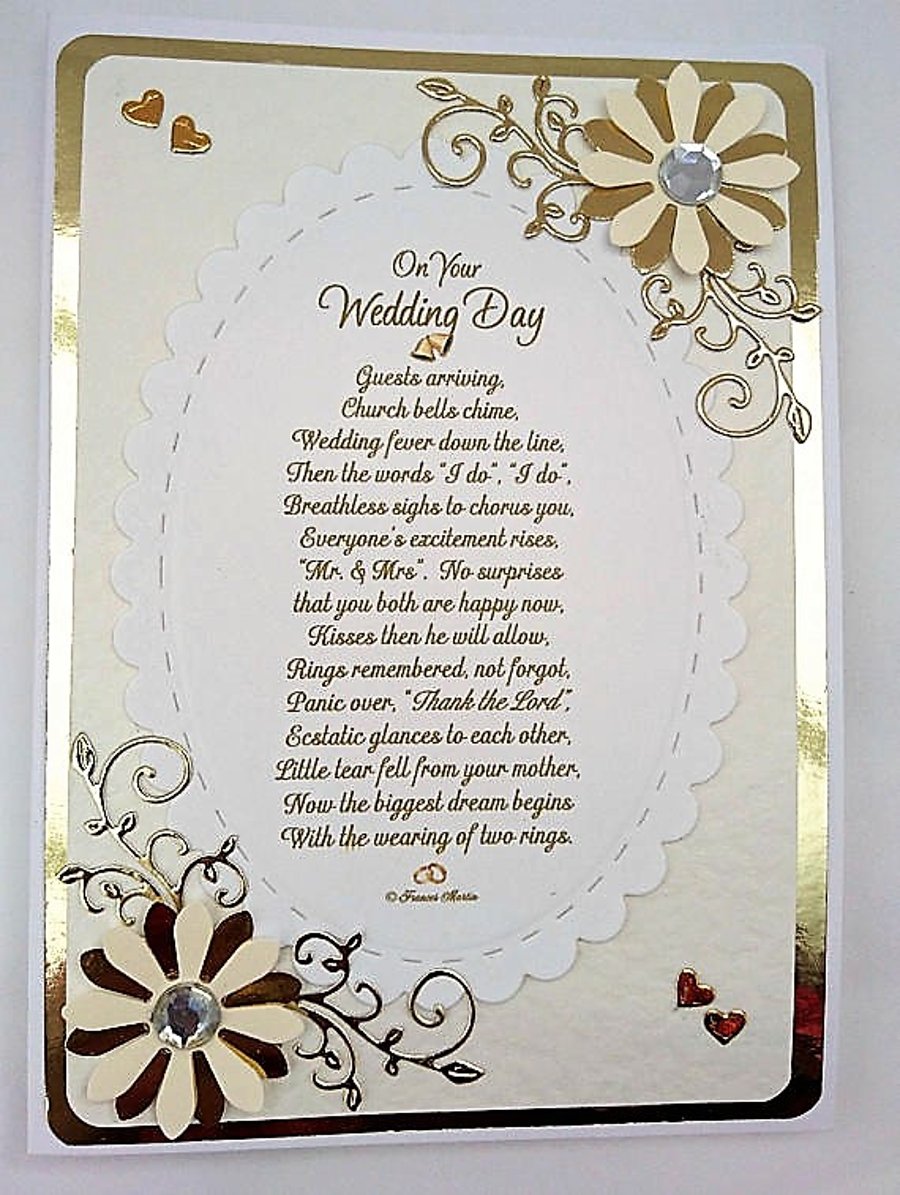 Wedding Card with Verse,Keepsake Card with Poem for Happy Couple FREE P&P to UK