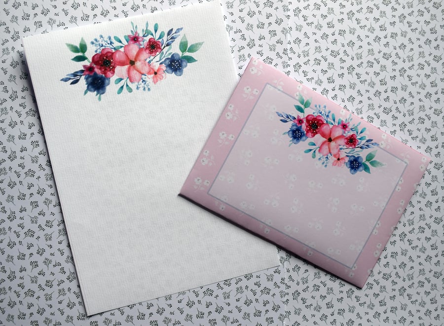 Floral Bouquet Stationery Set Writing Paper & Matching Handmade Envelopes