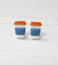 Mini Autumn coffee cup earrings, choose your fixing - Image 1
