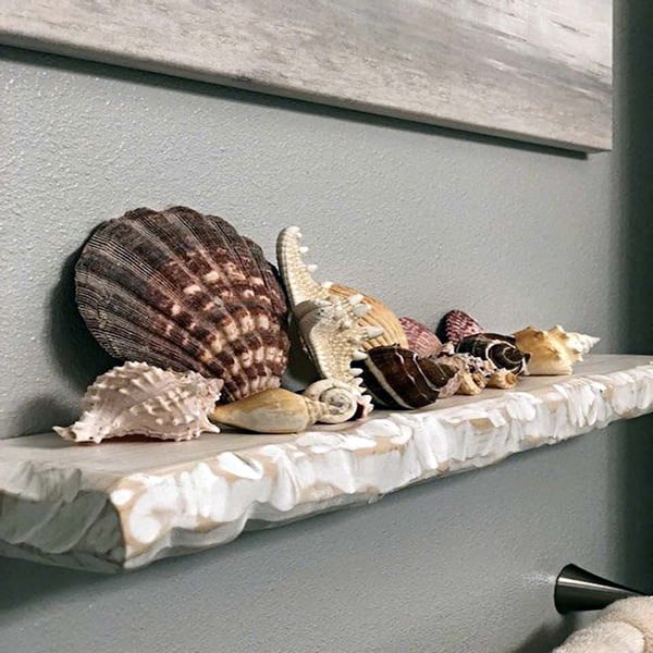 2ft  White Driftwood Effect Finish Coastal Cottage Floating Shelf