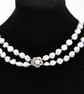 Natural pearl necklace with a special silver crystal clasp  A unique gift - Image 7