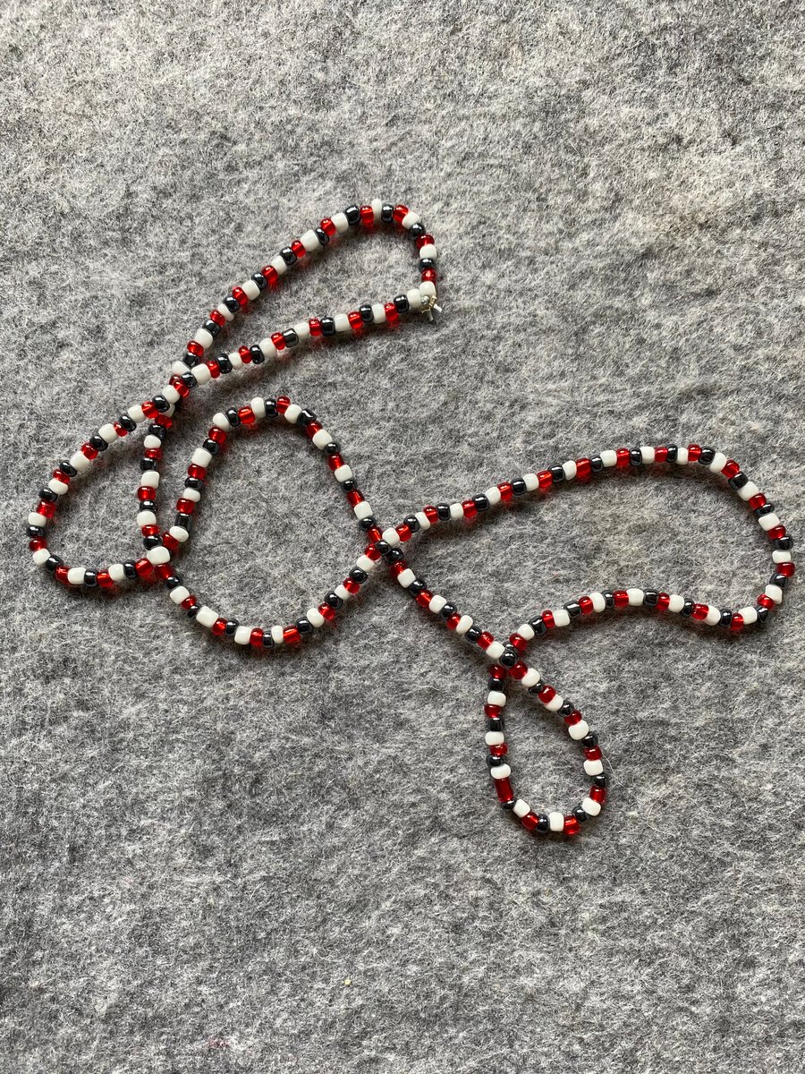 Red white and blue beads