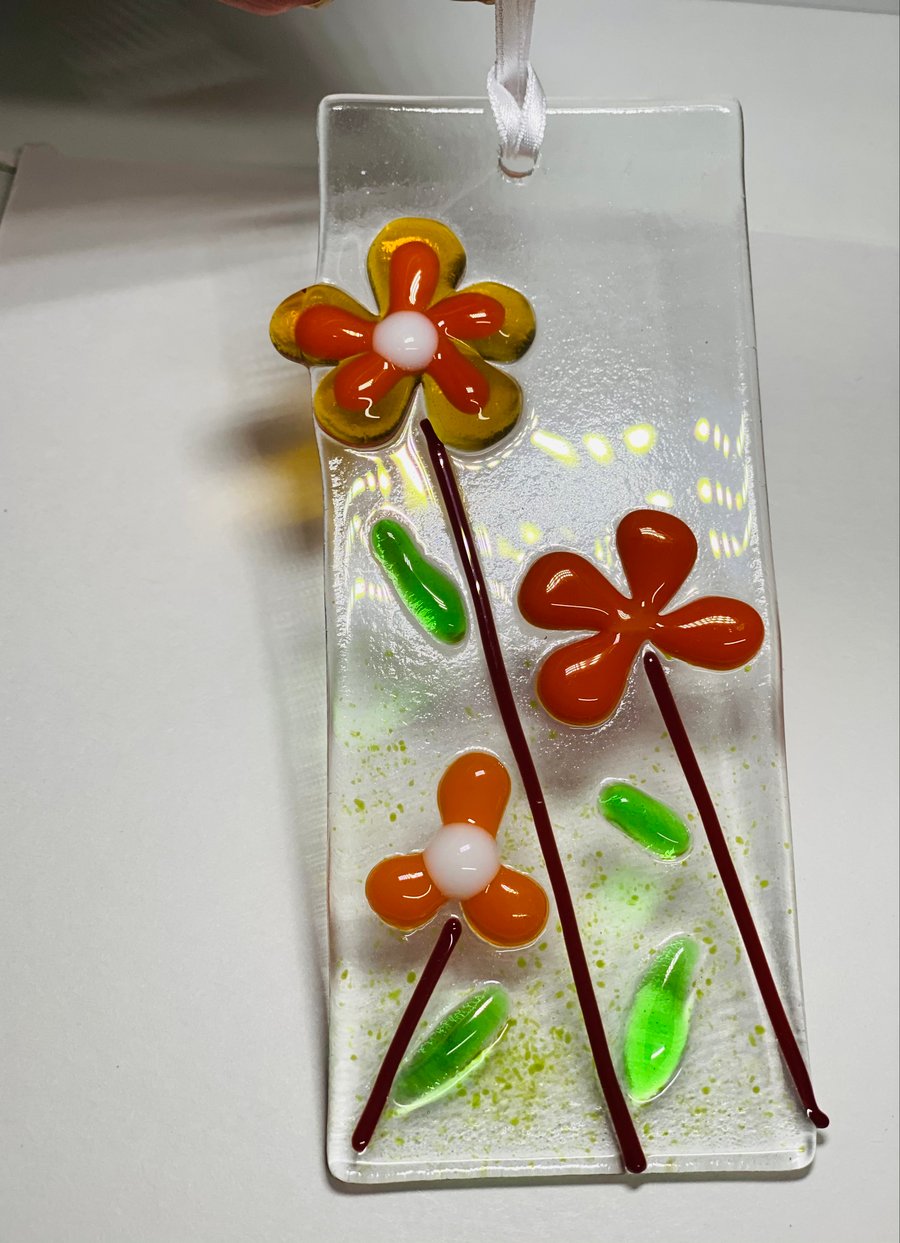 Fused glass flowers hanging devoration