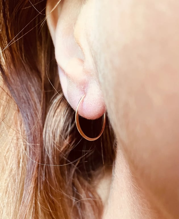 15mm 14k Gold Filled Flat Hoop  Earrings , unisex