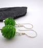 green ribbed lampwork glass earrings - Image 4