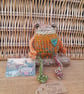 Handmade Knitted Frog named Barley – One of a Kind Frog Ornament Whimsical Gift