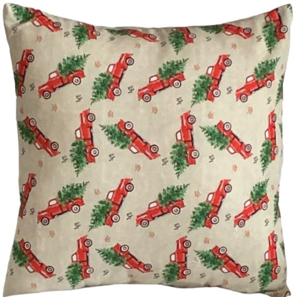 Truck & TreeChristmas Cushion Cover 12”x12” Last One