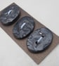 3 Medium Oval Dark Metallic Brocade Pattern Ceramic Buttons - Image 2