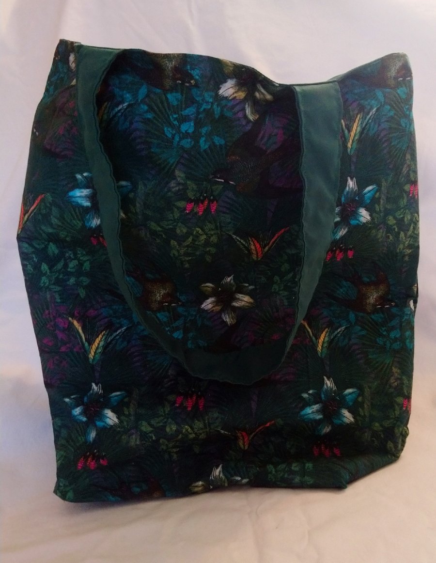 Seconds Sunday - Jungle Flowers and Bird Design Tote Bag