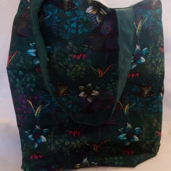 Seconds Sunday - Jungle Flowers and Bird Design Tote Bag