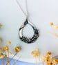 Teardrop Flower Pendant, Recycled Silver Necklace, Nature Inspired - Image 1