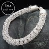 SALE - Silver Viking Knit Beaded Bracelet