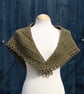 Pretty triangular lace shawl in green pure wool - design A516 - Image 3