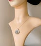 Double flower necklace sterling silver textured CZ sparkle - Image 5